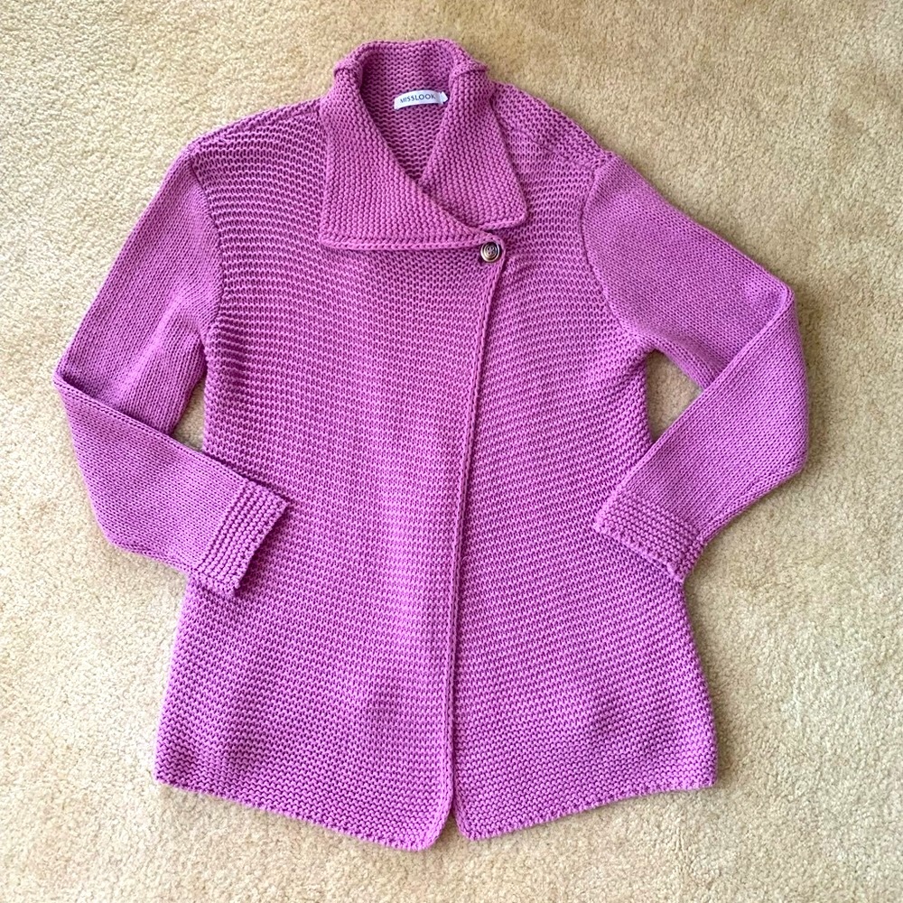 MISSLOOK Lavender Asymmetric Wrap Collar Sweater Coat Size L